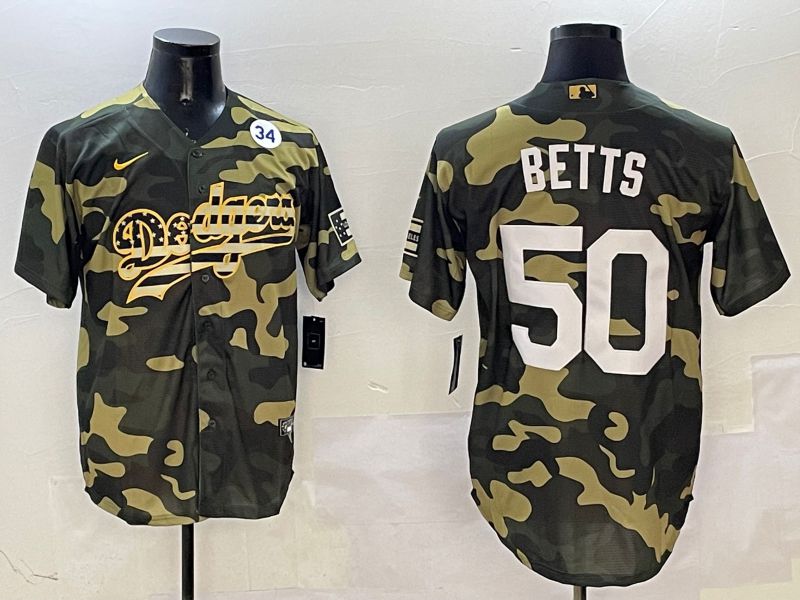 Men Los Angeles Dodgers #50 Betts Camo Joint Name 2025 Nike MLB Jersey style 6